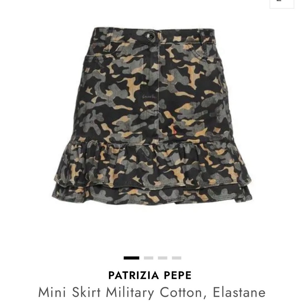 Patrizia Pepe Camouflage Ruffle-Hem Mini Skirt - Black, Olive, Tan